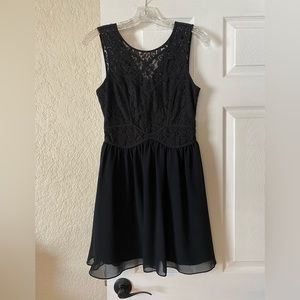 BCBG black chiffon and lace mini dress